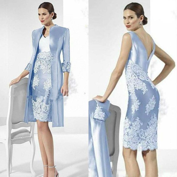 2021 two pieces mother dresses lace appliqued v neck backless knee length wedding guest gowns with coat mother of the bride dress al8439, Black;red
2021 two pieces mother dresses lace appliqued v neck backless knee length wedding guest gowns with coat mother of the bride dress al8439, Black;red