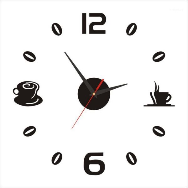 wall clocks diy 3d number clock mirror sticker home room modern office decor art design1