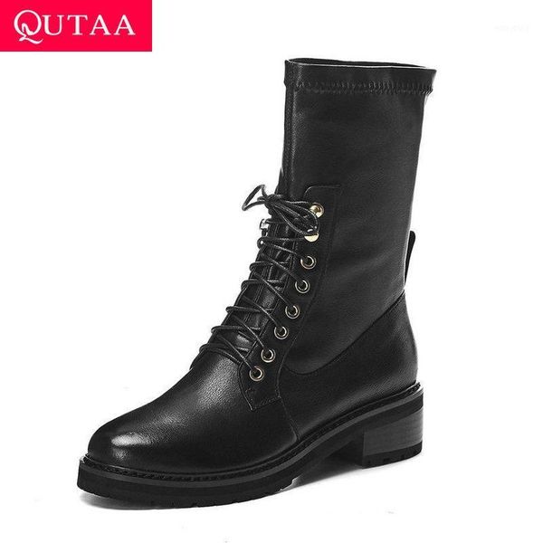 qutaa 2020 winter lace up new autumn pointed toe ankle boots pu+leather elegant square med heel women shoes size 34-391, Black
qutaa 2020 winter lace up new autumn pointed toe ankle boots pu+leather elegant square med heel women shoes size 34-391, Black