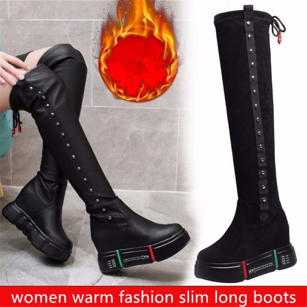 new woman leather stretch fabrics over the knee boots height increasing round toe women shoes winter warm slim fashion long boot, Black
new woman leather stretch fabrics over the knee boots height increasing round toe women shoes winter warm slim fashion long boot, Black
