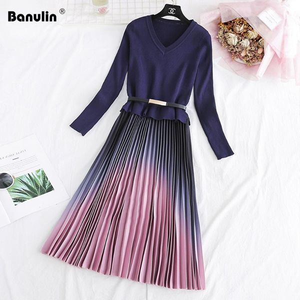 autumn winter elegant knitted patchwork gradient pink pleated dress women long sleeve office one-piece sweater dress with belt, Black;gray
autumn winter elegant knitted patchwork gradient pink pleated dress women long sleeve office one-piece sweater dress with belt, Black;gray
