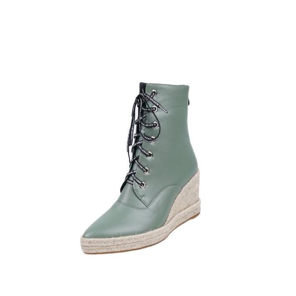 epher lace up platform espadrilles pointed toe mid calf boots wedge heeled zipper boots, Black
epher lace up platform espadrilles pointed toe mid calf boots wedge heeled zipper boots, Black