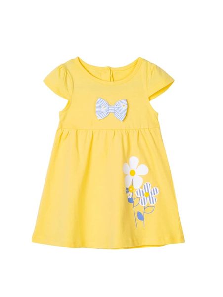 toddler girls bow front floral dress she, Red;yellow 
toddler girls bow front floral dress she, Red;yellow