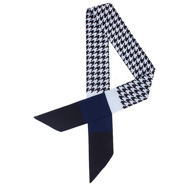 120*7cm new houndstooth contrasting color silk scarf women tied bag handle ribbon hair band shawl, Blue;gray
120*7cm new houndstooth contrasting color silk scarf women tied bag handle ribbon hair band shawl, Blue;gray