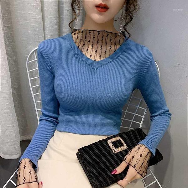 woman sweater v lace neck tight net blue pink black apricot four colors sweater knitted shirt autumn winter knitted pullovers1, White;black
woman sweater v lace neck tight net blue pink black apricot four colors sweater knitted shirt autumn winter knitted pullovers1, White;black