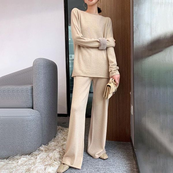 two piece set knitted women round neck long sleeve high waist sweater wide leg pants female suits 2019 autumn new1, White
two piece set knitted women round neck long sleeve high waist sweater wide leg pants female suits 2019 autumn new1, White