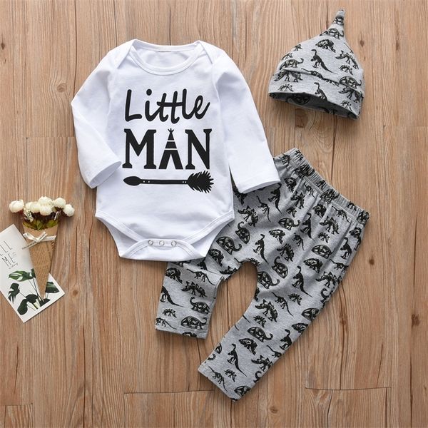 3pcs newborn infant baby boys clothes set long sleeve letter little man romper+dinosaur print pants+hat autumn toddler clothing y200803, White
3pcs newborn infant baby boys clothes set long sleeve letter little man romper+dinosaur print pants+hat autumn toddler clothing y200803, White