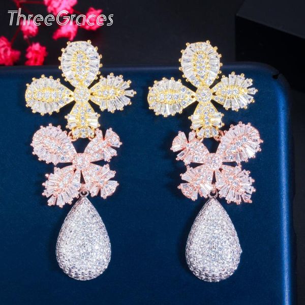 dangle & chandelier threegraces luxurious cubic zirconia 3 tone gold color long leaf flower earrings for women wedding party jewelry er543, Silver
dangle & chandelier threegraces luxurious cubic zirconia 3 tone gold color long leaf flower earrings for women wedding party jewelry er543, Silver