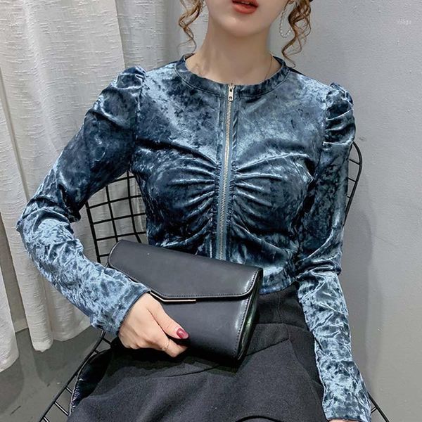 new spring autumn women long sleeve blouse slim zipper folds velvet shirt female bottoming puff sleeve blouses short ab19881, White
new spring autumn women long sleeve blouse slim zipper folds velvet shirt female bottoming puff sleeve blouses short ab19881, White