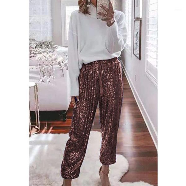 sequin woman pants reflective drawstring waist lace up pants for party solid color calf-length 2xl plus size1, Black;white
sequin woman pants reflective drawstring waist lace up pants for party solid color calf-length 2xl plus size1, Black;white