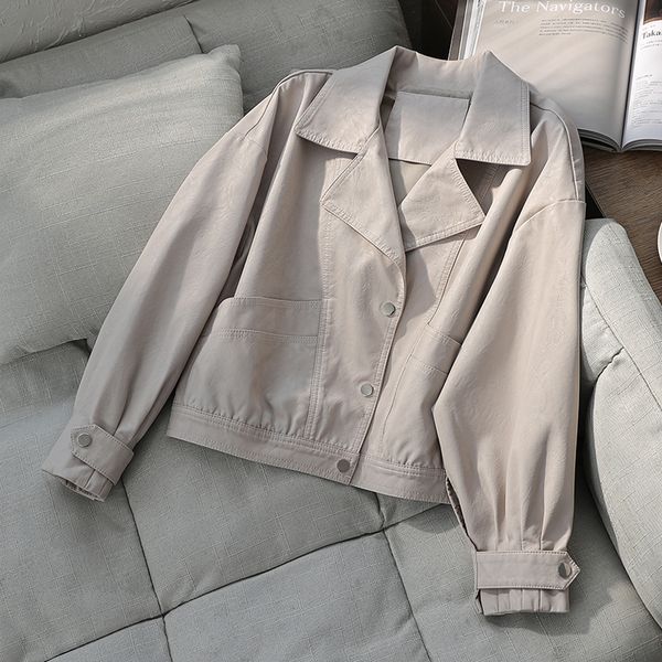 2021 new casual women plutonium soft autumn from leather jackets single-breasted ladies'basic women's jacket loose ldke, Black
2021 new casual women plutonium soft autumn from leather jackets single-breasted ladies'basic women's jacket loose ldke, Black