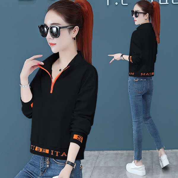 short sweater women's new autumn / winter 2020 korean loose foreign style slim standing collar zipper jacket, Black
short sweater women's new autumn / winter 2020 korean loose foreign style slim standing collar zipper jacket, Black