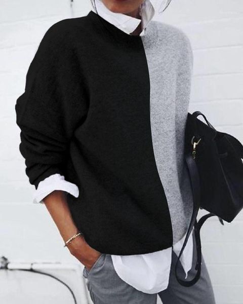 round neck colorblock insert long sleeve blouse women autumn brief casual blouse 1, White
round neck colorblock insert long sleeve blouse women autumn brief casual blouse 1, White