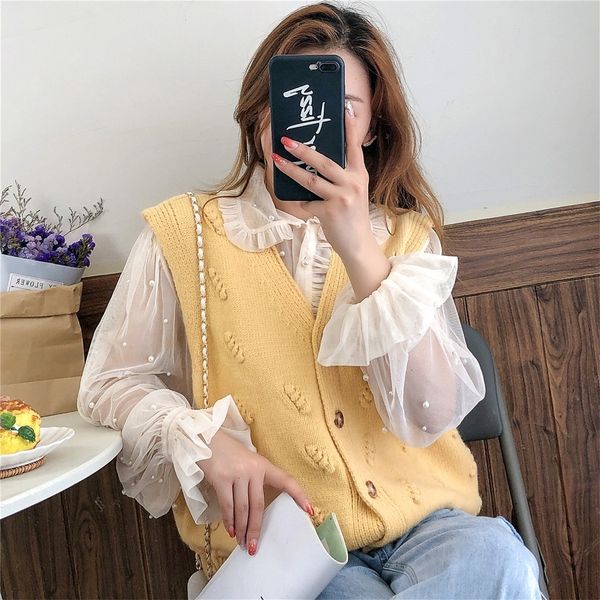 gijup very fairy knitted cardigan vest sweater women's ofstyle 2020 autumn new korean version versat vest sweatersweater sweatersweet a, White;black
gijup very fairy knitted cardigan vest sweater women's ofstyle 2020 autumn new korean version versat vest sweatersweater sweatersweet a, White;black