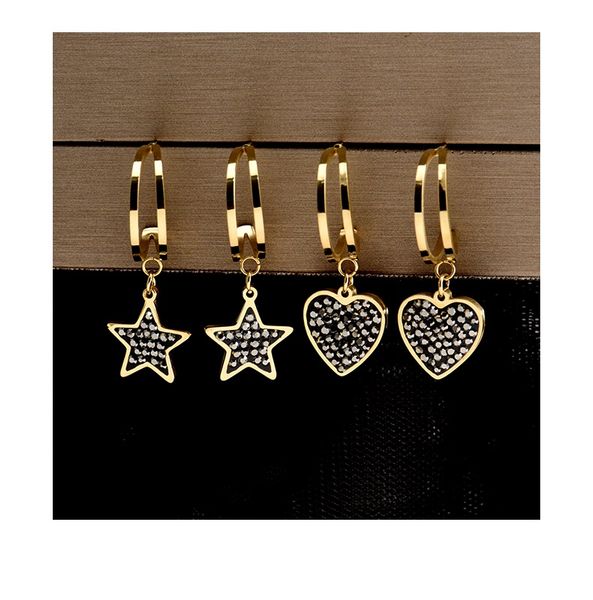fashion designer titanium stainless steel sparkling diamond lovely cute sweet star heart pendant stud earrings for women girls students, Golden;silver
fashion designer titanium stainless steel sparkling diamond lovely cute sweet star heart pendant stud earrings for women girls students, Golden;silver