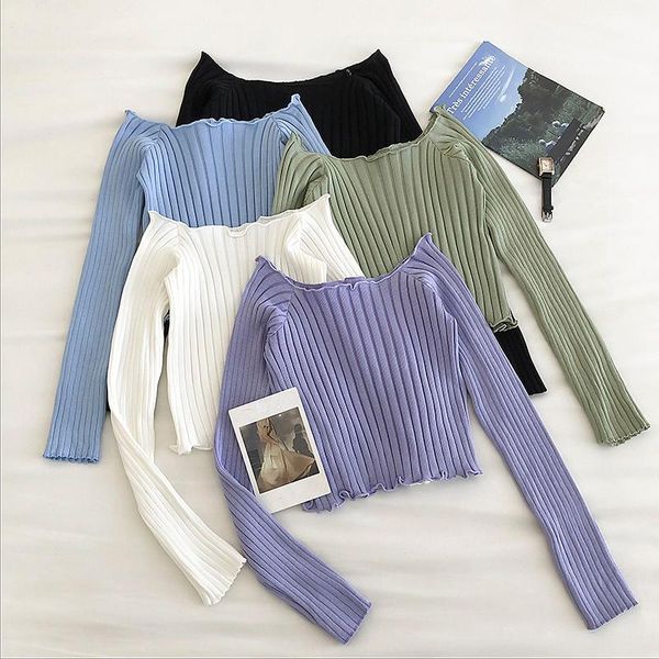 women's t-shirt autumn off shoulder crop knitted t shirts long sleeve solid short t-shirts for women clothing fashion slim, White
women's t-shirt autumn off shoulder crop knitted t shirts long sleeve solid short t-shirts for women clothing fashion slim, White