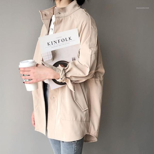 women's trench coats fashion coat female autumn windbreaker drawstring casual loose safari clothes stand collar 2021 spring women short, Tan;black
women's trench coats fashion coat female autumn windbreaker drawstring casual loose safari clothes stand collar 2021 spring women short, Tan;black