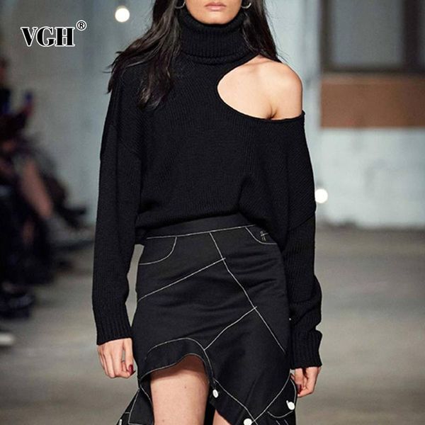 vgh casual hollow out sweater for women turtleneck long sleeve loose black knitted pullovers female fashion new clothing 2020, White;black
vgh casual hollow out sweater for women turtleneck long sleeve loose black knitted pullovers female fashion new clothing 2020, White;black