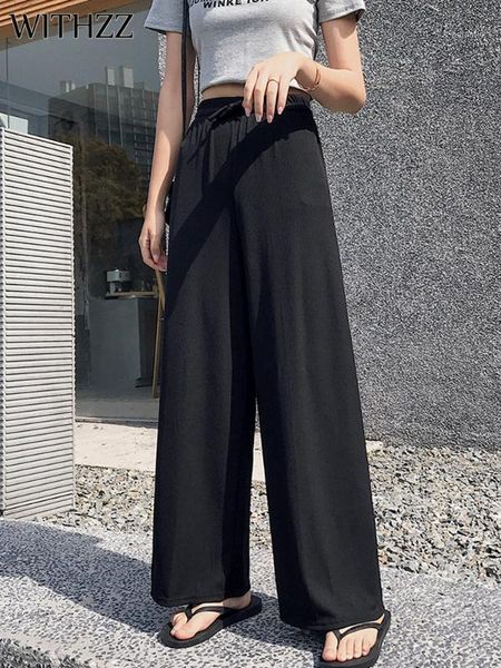 withzz summer women's wide-leg pants high waist drape thin casual straight trousers1, Black;white
withzz summer women's wide-leg pants high waist drape thin casual straight trousers1, Black;white