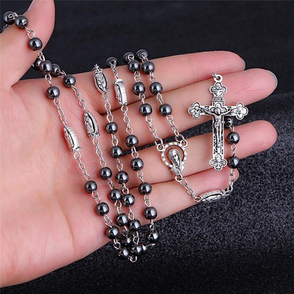 pendant necklaces komi design cross high grade black hematite stone rosary beads necklace with jesus r-029, Silver
pendant necklaces komi design cross high grade black hematite stone rosary beads necklace with jesus r-029, Silver