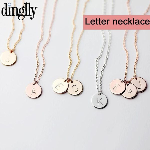 fashion simple new round letter charm fine necklace golden rose gold couple lover name initial pendant necklace collar, Silver
fashion simple new round letter charm fine necklace golden rose gold couple lover name initial pendant necklace collar, Silver