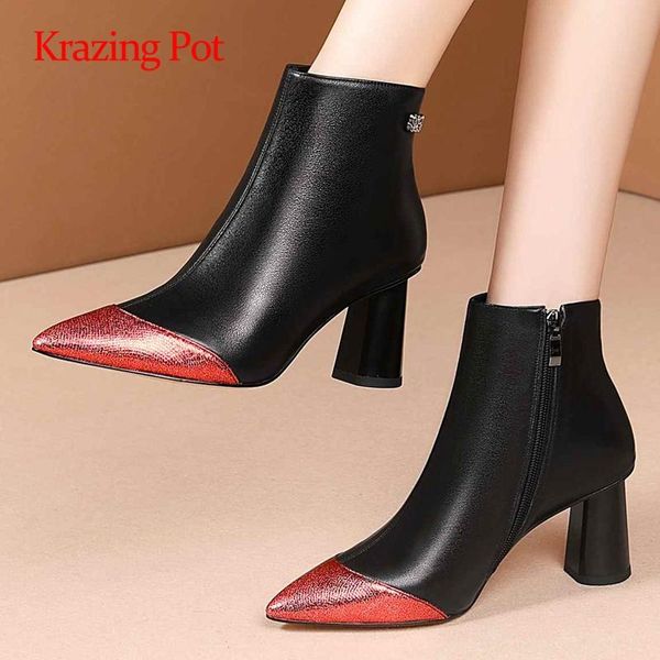krazing pot work boots genuine leather nightclub fashion pointed toe thick high heel zipper catwalk pretty girl ankle boots l5f1, Black
krazing pot work boots genuine leather nightclub fashion pointed toe thick high heel zipper catwalk pretty girl ankle boots l5f1, Black