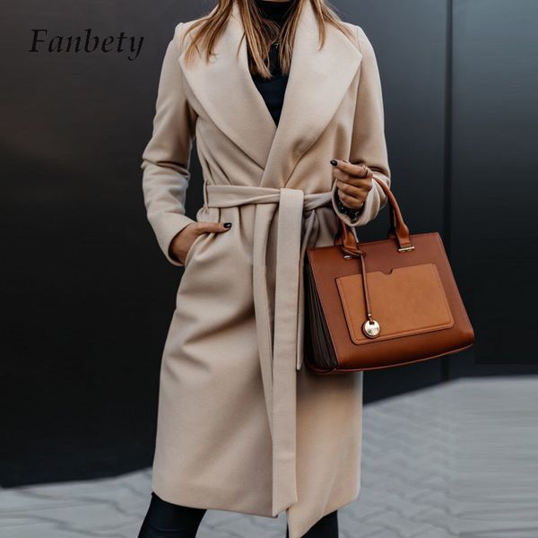 women elegant turn-down collar belt woolen coat office ladies solid long sleeve open stitch autumn winter casual slim long coatsx1020, Black
women elegant turn-down collar belt woolen coat office ladies solid long sleeve open stitch autumn winter casual slim long coatsx1020, Black
