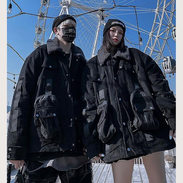 women's down & parkas fashion hip-hop winter coat women long warm parka 2021 street style oversize couple hooded corduroy jacket ladies, Black
women's down & parkas fashion hip-hop winter coat women long warm parka 2021 street style oversize couple hooded corduroy jacket ladies, Black