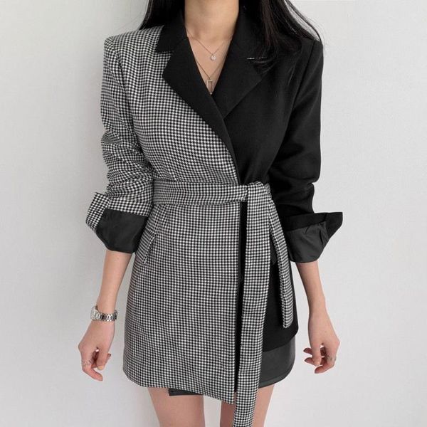 2021 new autumn long sleeve blazers blusas formal suit jacket women blazer double breasted plaid stitching coat, White;black
2021 new autumn long sleeve blazers blusas formal suit jacket women blazer double breasted plaid stitching coat, White;black