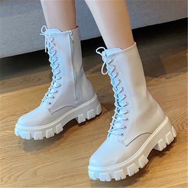 new like 2021 punk chunky side zip women's summer black autumn white female leather boots fashion lace to lady shoes w8r3 
new like 2021 punk chunky side zip women's summer black autumn white female leather boots fashion lace to lady shoes w8r3