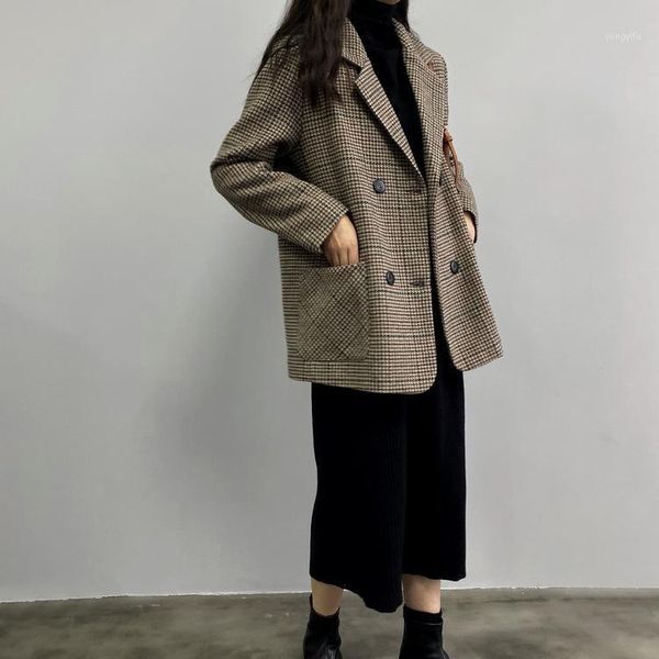 vintage lace-up office ladies plaid blazer long sleeve loose houndstooth suit coat jacket women blazers female 20201, Black
vintage lace-up office ladies plaid blazer long sleeve loose houndstooth suit coat jacket women blazers female 20201, Black