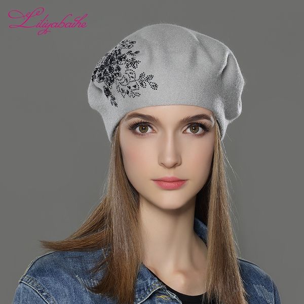 liliyabaihe new women winter hat wool knitted berets cap with flower sequins diamond decoration solid colors fashion lady hat y200102, Blue;gray
liliyabaihe new women winter hat wool knitted berets cap with flower sequins diamond decoration solid colors fashion lady hat y200102, Blue;gray