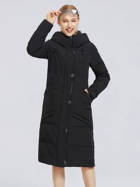 miegofce patch pocket tape detail hooded puffer winter coat a0cs#, Black