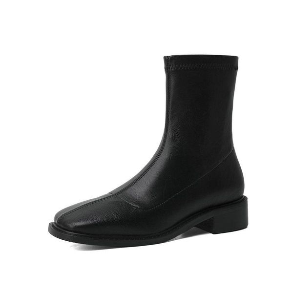 genuine leather low heels short boots female party office shoes woman buckle square heels punk ankle boots, Black
genuine leather low heels short boots female party office shoes woman buckle square heels punk ankle boots, Black