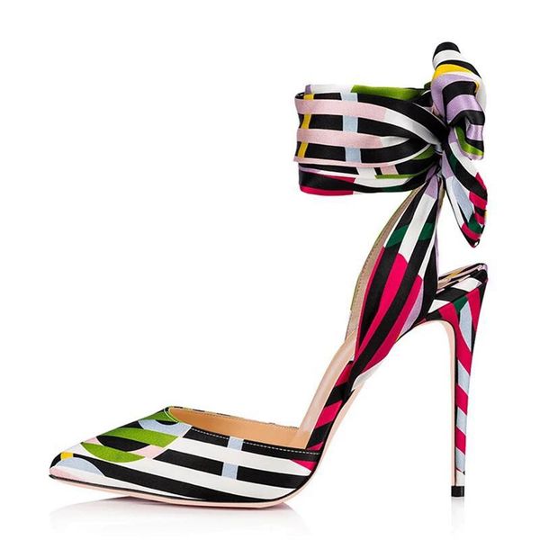 colorful striped fabric ankle straps pointed toe elegant women high heels shallow customized height women dress sandals shoes 12cm 10cm, Black
colorful striped fabric ankle straps pointed toe elegant women high heels shallow customized height women dress sandals shoes 12cm 10cm, Black
