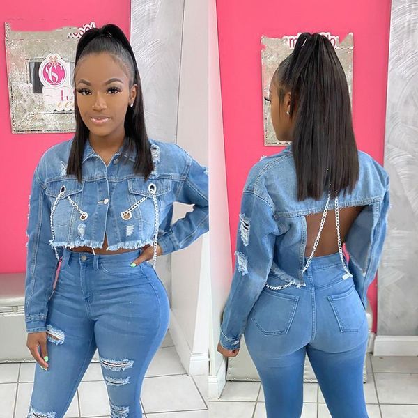 thorn tree 2021 autumn women ripped denim jackets casual short jean jacket female chain backless coat streetwear plus size1, Black;brown
thorn tree 2021 autumn women ripped denim jackets casual short jean jacket female chain backless coat streetwear plus size1, Black;brown