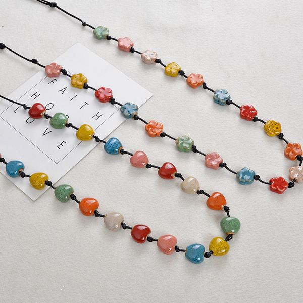 colorless national style long necklaces, fresh and sweet ceramic pendants, simple pendant women's sweater chain, Silver
colorless national style long necklaces, fresh and sweet ceramic pendants, simple pendant women's sweater chain, Silver