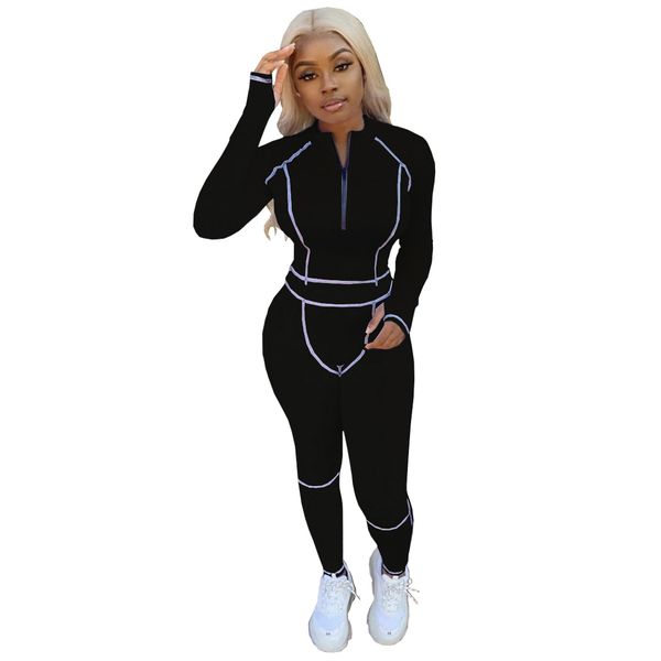 women patchwork two piece suit skinny zipper crew neck pullover crop skinny pencil pants ladies sport sets, White 
women patchwork two piece suit skinny zipper crew neck pullover crop skinny pencil pants ladies sport sets, White