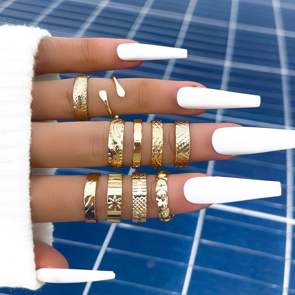 10pcs/set fashion simple carved geometric joint ring combination women personality gold color metal knuckle finger rings jewelry, Silver
10pcs/set fashion simple carved geometric joint ring combination women personality gold color metal knuckle finger rings jewelry, Silver