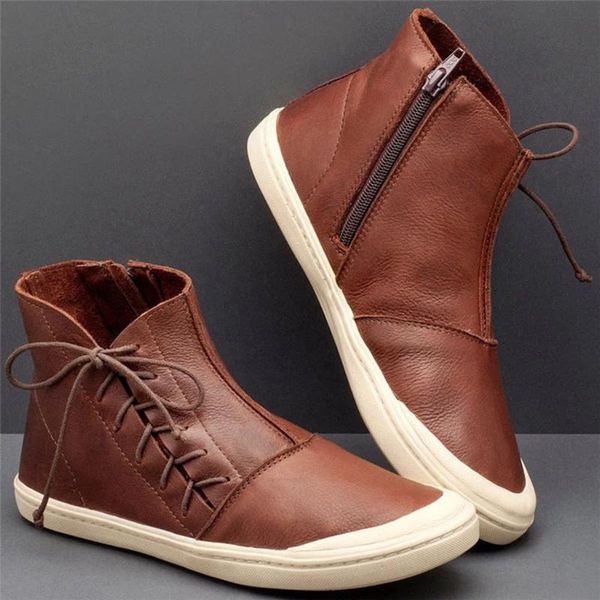 retro leather ankle boots women fashion casual vintage high-short booties autumn european ladies side zipper flat shoes, Black
retro leather ankle boots women fashion casual vintage high-short booties autumn european ladies side zipper flat shoes, Black