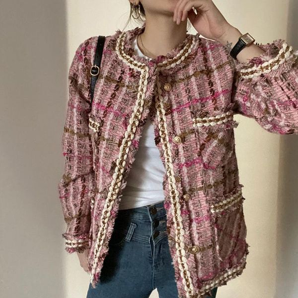 korean chic retro temperament round neck single-breasted trim stitching loose long sleeves plus cotton tweed short jacket women, Black;brown
korean chic retro temperament round neck single-breasted trim stitching loose long sleeves plus cotton tweed short jacket women, Black;brown