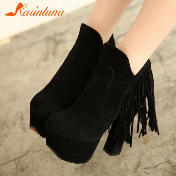 brand new shoes woman vintage fringe platform round toe high sqaure thick heels solid flock autumn ankle boots, Black
brand new shoes woman vintage fringe platform round toe high sqaure thick heels solid flock autumn ankle boots, Black