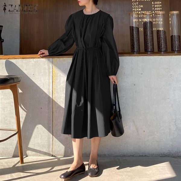 zanzea 2021 elegant pleated midi dress women's spring sundress casual puff sleeve long vestidos female lace-up o neck robe 5xl, Black;gray
zanzea 2021 elegant pleated midi dress women's spring sundress casual puff sleeve long vestidos female lace-up o neck robe 5xl, Black;gray
