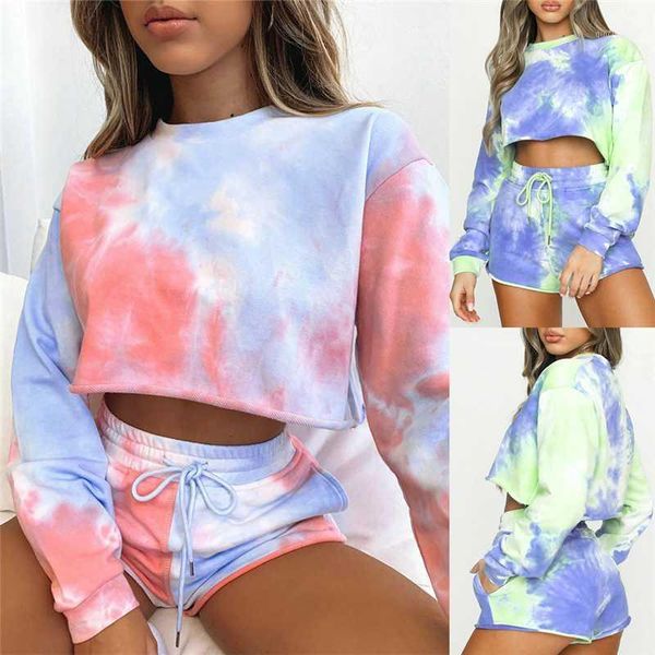 gym clothing 2021 fashion women sports two piece sets personality tie-dye pattern long sleeve pullover high waist lace up shorts outfits, White;black
gym clothing 2021 fashion women sports two piece sets personality tie-dye pattern long sleeve pullover high waist lace up shorts outfits, White;black