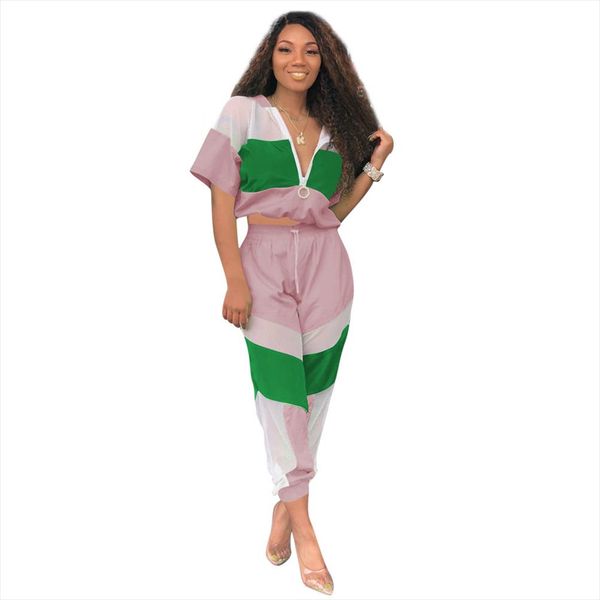casual sporting tracksuit 2 piece sets summer women mesh splice hooded short sleeve t shirt high waist pants set club outfits, Gray
casual sporting tracksuit 2 piece sets summer women mesh splice hooded short sleeve t shirt high waist pants set club outfits, Gray
