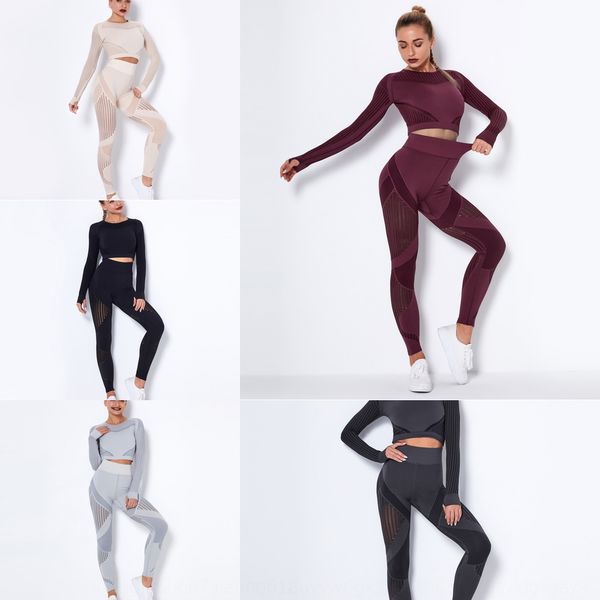 2020 new seamless mesh hole quick drying exercise yoga long sleeve stripe new suitseamless suit fitness pants yoga suit qok7v, Gray
2020 new seamless mesh hole quick drying exercise yoga long sleeve stripe new suitseamless suit fitness pants yoga suit qok7v, Gray