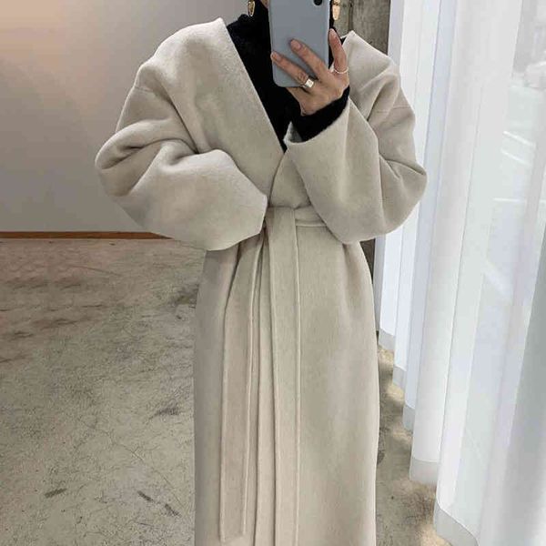 women's suits & blazers autumn wool coat v-neck open stitch long woolen with belt femme casaco abrigo streetwear maop, White;black
women's suits & blazers autumn wool coat v-neck open stitch long woolen with belt femme casaco abrigo streetwear maop, White;black