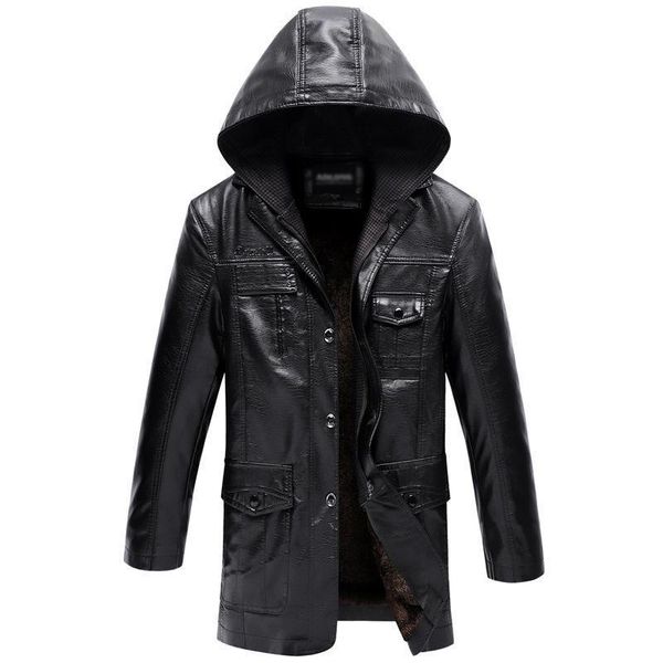 men's fur & faux idopy winter warm men`s long leather jacket with detachable hood fleece pu trench coat hoodie, Black
men's fur & faux idopy winter warm men`s long leather jacket with detachable hood fleece pu trench coat hoodie, Black