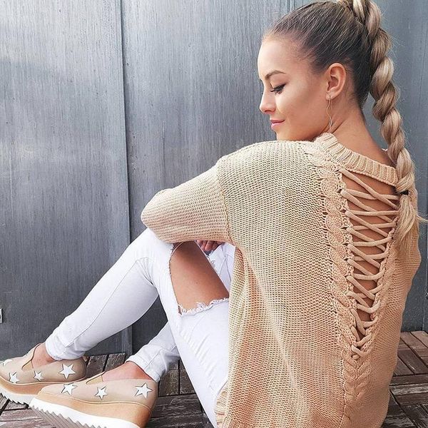 fashion- sweater women winter sweater long sleeve jumper women loose sweater hollow out back female pullover, White;black
fashion- sweater women winter sweater long sleeve jumper women loose sweater hollow out back female pullover, White;black