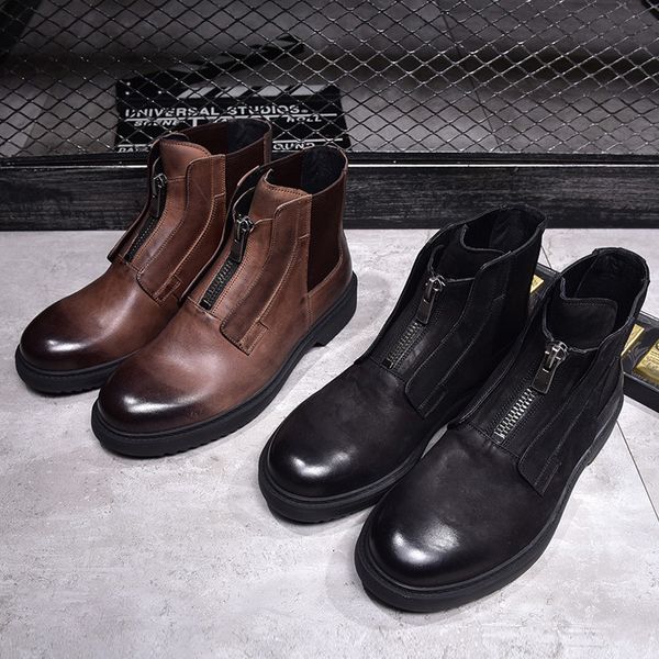 leather high-genuine male men's shoes in winter brown with zipper tornozelo boots qsda, Black
leather high-genuine male men's shoes in winter brown with zipper tornozelo boots qsda, Black